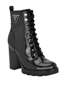 GUESS Female Neadyn Lace-Up Heeled Moto Booties