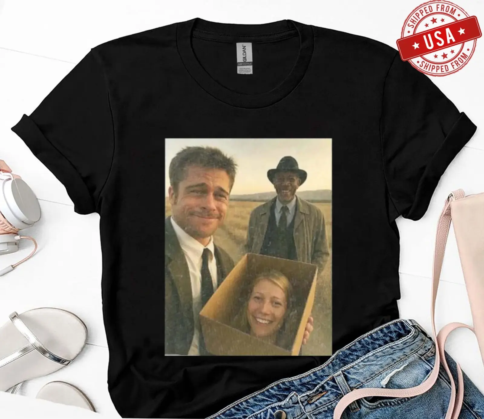 Se7en Meme T-Shirt, What's In The Box Selfie 90s Film Tee, Multicolor Shirt US Size S-6XL, Made In USA, All Colors, Gift for Women Men, 100% cotton, Classic Fit, Unisex T-Shirt