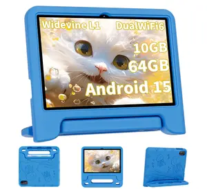 10.1 Inch Android Tablet 3+8GB 64GB Android 15 Wifi Dual Cameras 1280*800 6000mAh Parental Controls Educational Features Drop Resistant Google Kids Space Eye Safety Gift Tablet