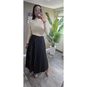 Pleated Skirt Long Solid Color Skirt Modest Skirt