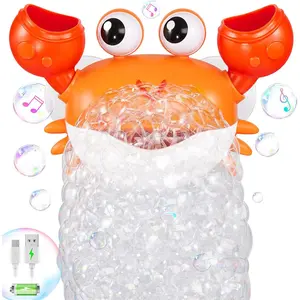 Crab Baby Bath Toys, Rechargeable Bath Bubble Machine for Toddler, Automatic Shower Bathtub Bubble Maker with Music Control for Kids Ages 1-3 6-12 12-18 Months 1st Birthday Easter Gifts