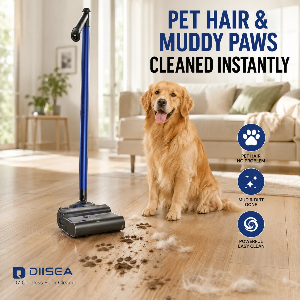 DIISEA D7 All-In-One Cordless Floor Washer, Self-Propelled Wet Dry Mop For Whole House Cleaning