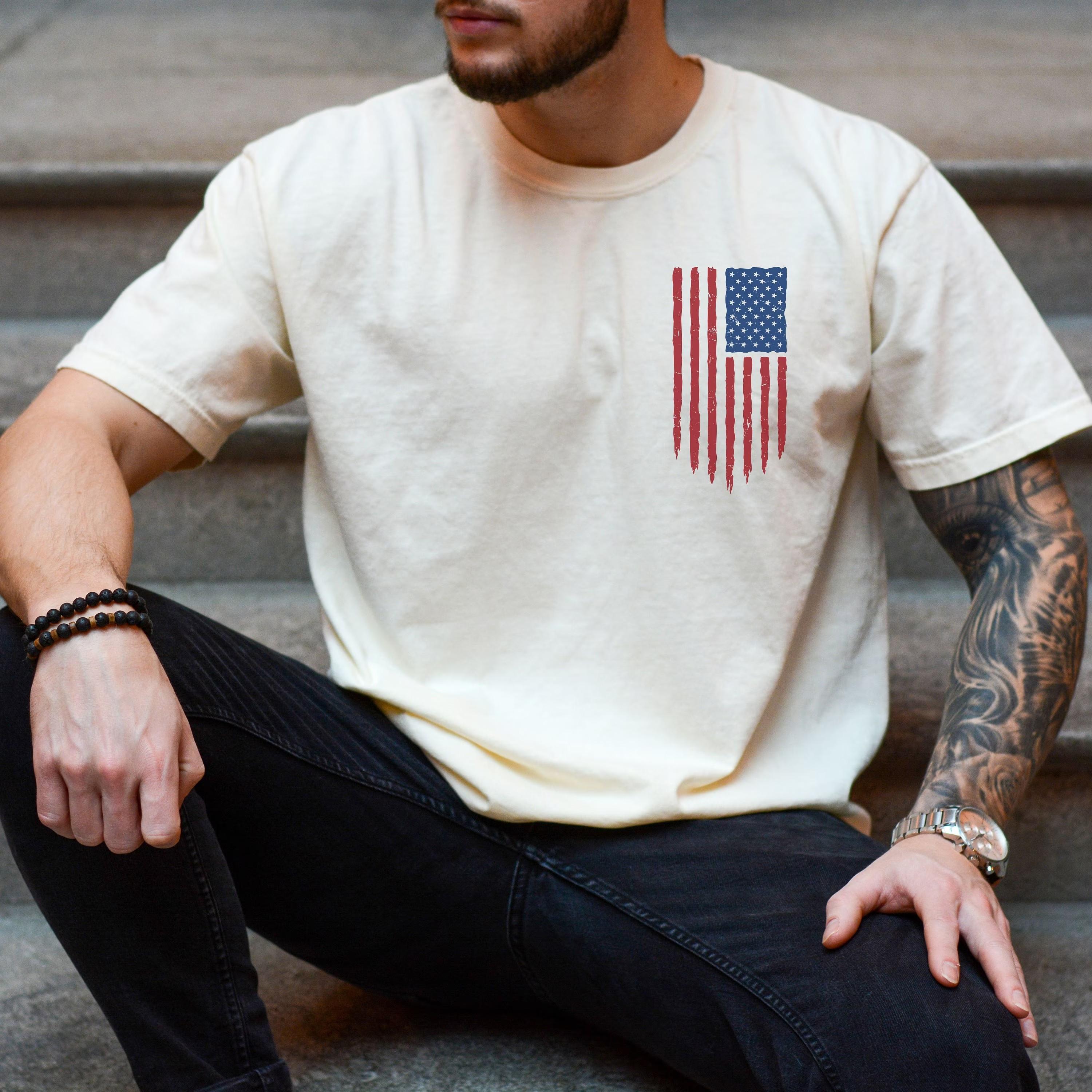 Comfort Colors American Flag Shirt, USA Patriotic Graphic Tee, 4th of July Independence Day Apparel, Men’s American Flag Shirt, Vintage USA Pride Outfit, Fourth of July Celebration T Shirt for Women & Men