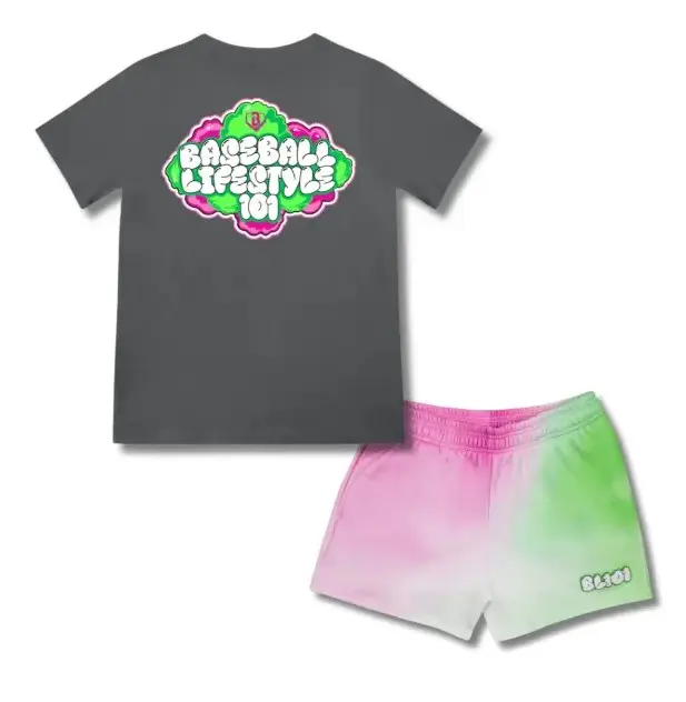 Baseball Lifestyle 101 Cotton Candy Tee & Shorts Set, Sour Apple Candy Vibe Outfit for Youth & Adults
