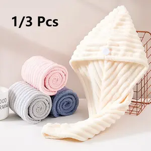 Soft Coral Fleece Hair Drying Cap, Quick Dry Absorbent Microfiber Towel, Ideal for Curly Long Thick Wet Hair, Reusable Bath Accessories, Hair Towel Wrap