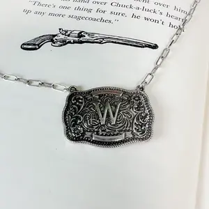Western Buckle Initial Necklace
