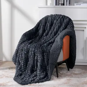 Weighted Blanket for Adults (60" x 80" 15lbs, Dark Grey), Soft Sherpa  Size Heavy Blanket, 3D Jacquard Flannel Fleece Weighted Blankets for Couch and Bed