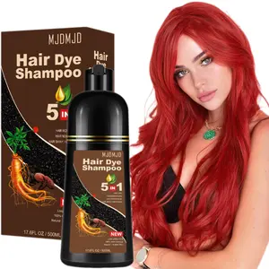 wine red 5 in 1 hair dye shampoo For Gray Hair Coverage for Women & Men, Instant & Long-lasting Hair Color in Minutes, Pure Plant Extract Color Shampoo Hair Dye Kit for All Hair Type