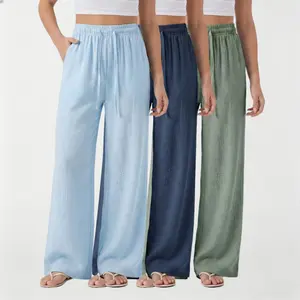 3-Pack Straight Wide-Leg Pants – Lightweight, Breathable High-Waist Casual Women’s Pants, Versatile for Everyday Wear