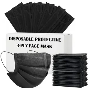 Premium Black Disposable Face Masks - 100pcs, Three-Layer Filter Design, Dustproof & Droplet-Proof, Breathable, Non-Medical, Hypoallergenic, Latex-Free, Elastic Ear Straps - Medical Accessories Protection Aid