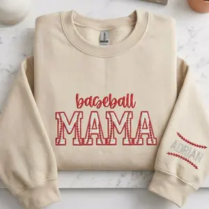 Custom Baseball Mama Sweatshirt, Embroidered Mom Sweatshirt, Baseball Mom Shirt,Personalized Baseball Sweatshirt ,Baseball Hoodie ,Mother's Day Gift