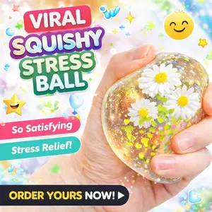 Spring Daisy Stress Relief Squeeze Toy, Transparent Flower Decompression Ball, Slow Bounce Stress Reliever, Cute Healing Hand Squeeze Toy, Fidget Relief, Squishies