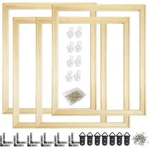 4 Set 16x20 Inch DIY Canvas Stretcher Bars Wood Frame Kit for Prints, Oil Painting, Pictures, Stitch and Needlepoint Embroidery DIY Arts