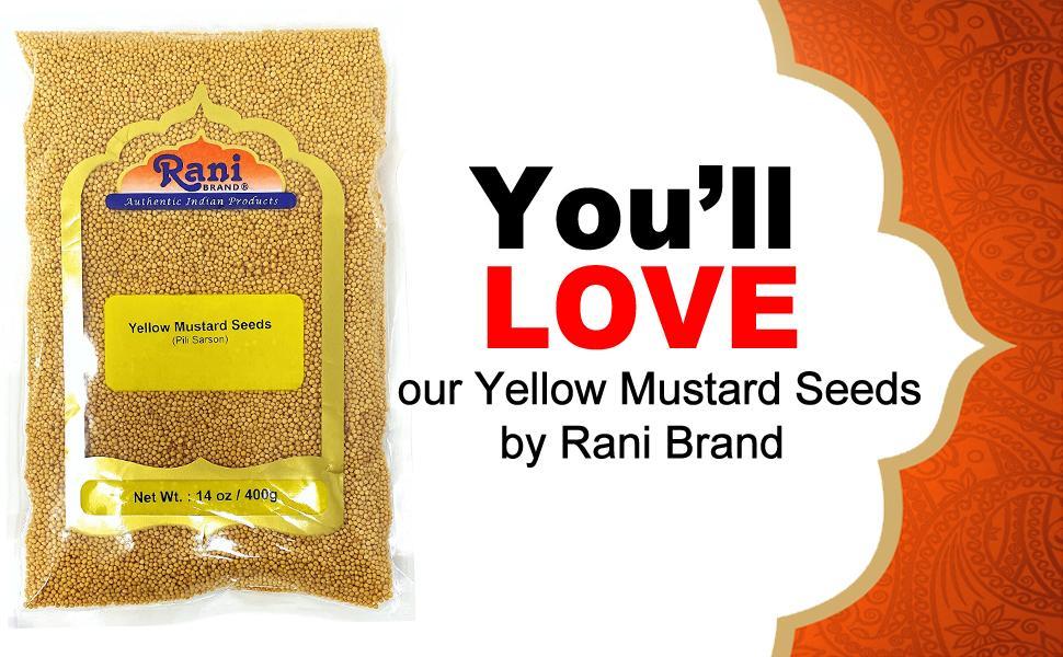 Rani Yellow Mustard Seeds Whole Spice 14oz (400g) ~ Ideal for Pickling, Dressing and Making Ground Mustard for Cooking, All Natural | Vegan | Gluten Friendly | NON-GMO | Kosher | Indian Origin Rani Yellow Mustard Seeds Whole Spice 14oz (400g) ~ Ideal for Pickling, Dressing and Making Ground Mustard for Cooking, All Natural | Vegan | Gluten Friendly | NON-GMO | Kosher | Indian Origin