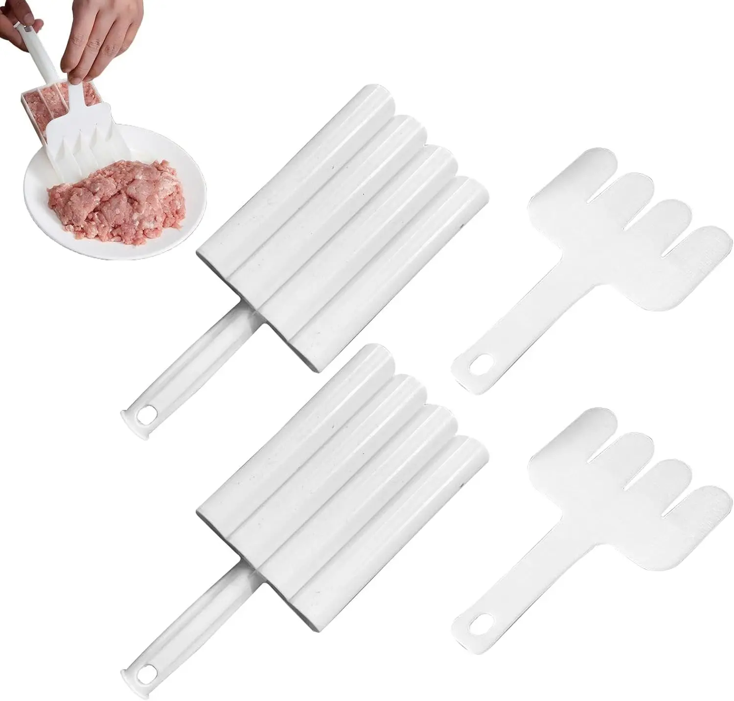 2 Pcs Non-Stick White Creative Kitchen Triple Meatball Maker