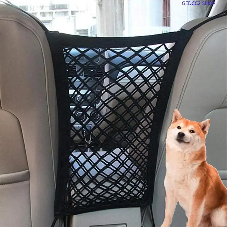 Oxford Cloth-Polyester Mesh Pet Car Barrier with Cotton Accents - Functional, Easy Installation, Durable Universal Backseat Dog Safety Divider with Mesh Pattern, Kids Stay Put Feature for Enhanced Safety & Car Organization
