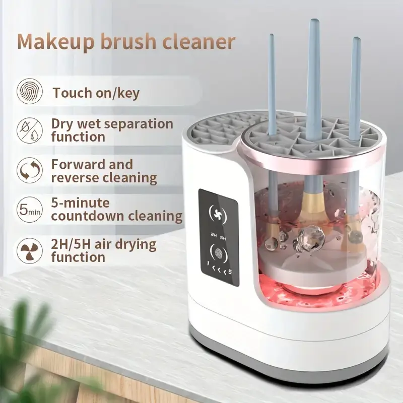 1pc USB-Powered Electric Makeup Brush Cleaner Machine with Makeup Brush Dryer, Efficient Cleaning and Drying, Portable Automatic USB Cosmetic Brushes Cleaner Tool for All Size Beauty Makeup Brush Set, Contour, Eyeshadow, Blush Brush, Brush Cleanser