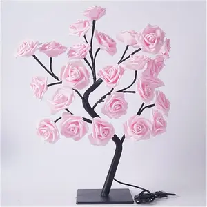 Romantic Led Rose Tree Shape Night Light USB Powered Desktop Lamp for Bedroom and Home Decoration Warm Glow Lightweight and Portable Design