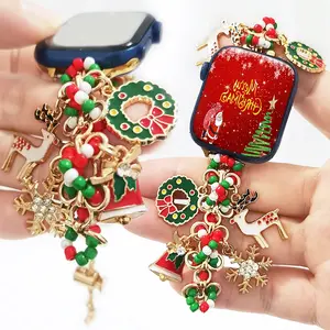 Christmas Theme Party Decoration Aesthetic Apple Watch Band, Fits iPhone 38-49mm, Compatible with Iwatch Ultra 3/se 10, Adjustable Metal Chain, Watch Straps