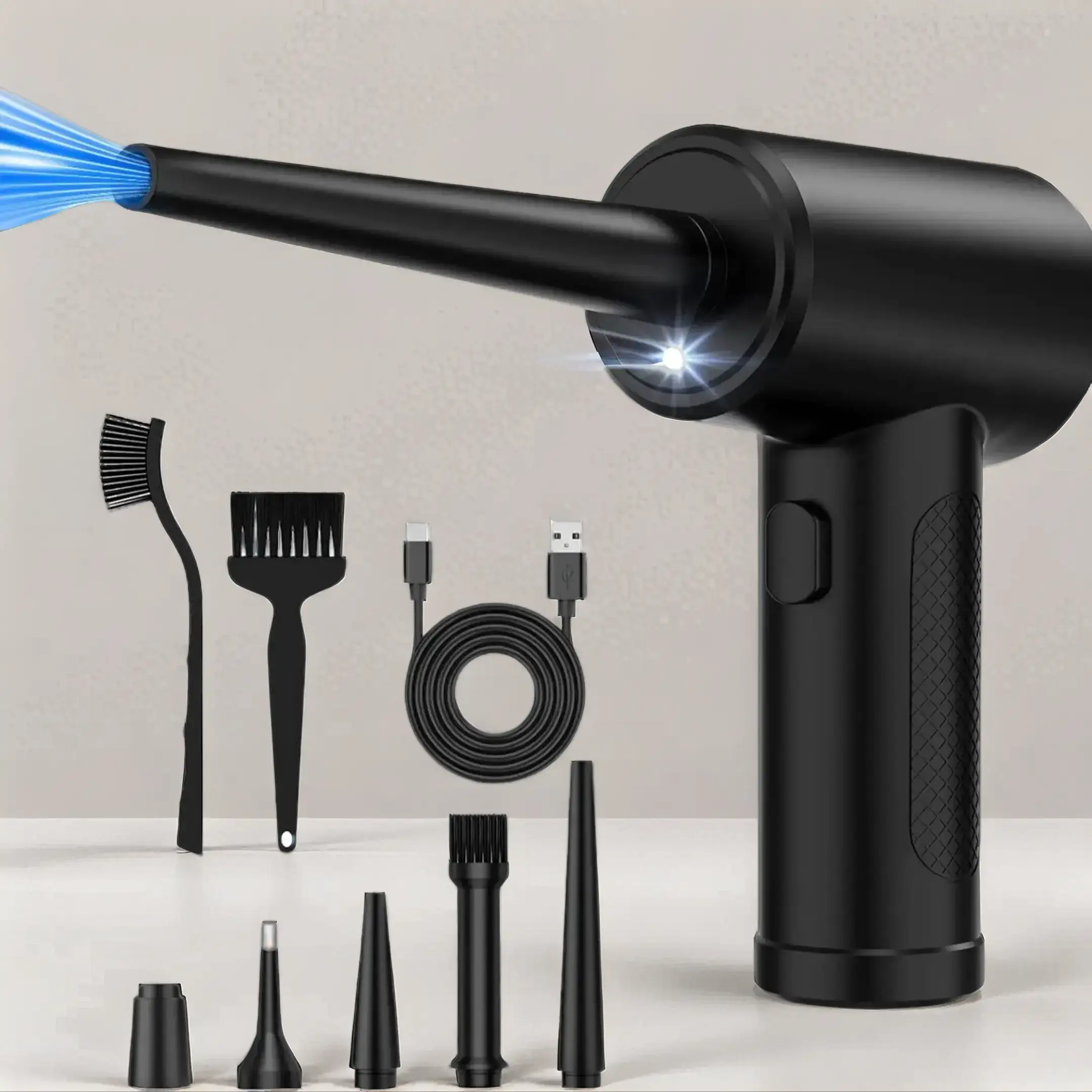 Portable Cordless Air Duster, USB Rechargeable Handheld Car Cleaning Blower, Multifunctional Professional Cleaning Tool for Computer Keyboard, Turbo J