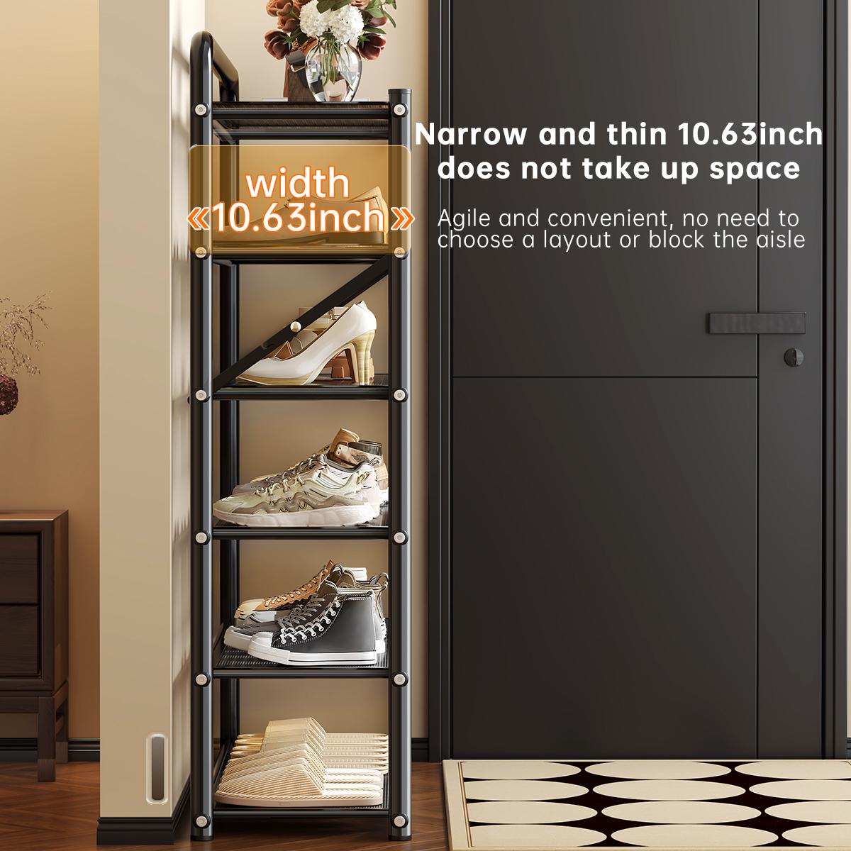MiaoLi 4-Tier ABS Plastic Freestanding Shoe Storage Shelf - No-Assembly Foldable, Adjustable Shelves, 20-25 Kg High Capacity, Corrosion Resistant, Space-Saving Home Storage Solutions for Entrance/Closet, Adjustable Shoe Cabinet