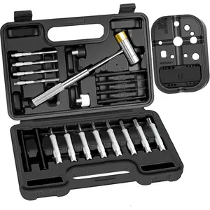 Punch Set, Pin Punches, Punch Tool, Roll Pin Punch Set, Made of High Quality Metal Material Including Punches and Hammer, Mechanical Repair Tool, with Organizer Storage Box (with Bench Block)