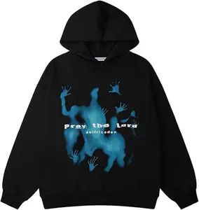 Aelfric Eden Graphic Hoodies Vintage Printed Hoodie Sweatshirt Casual Oversized Long Sleeve Streetwear Hooded Pullover Menswear Fleece Soft Man Tops