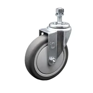 Service Caster Brand Replacement for Colson Caster 2.05254.445 - Thermoplastic Rubber Swivel Threaded Stem Caster - 5" Gray Wheel and 1/2" x 1-1/2" Stem - 300 lbs Capacity/Caster