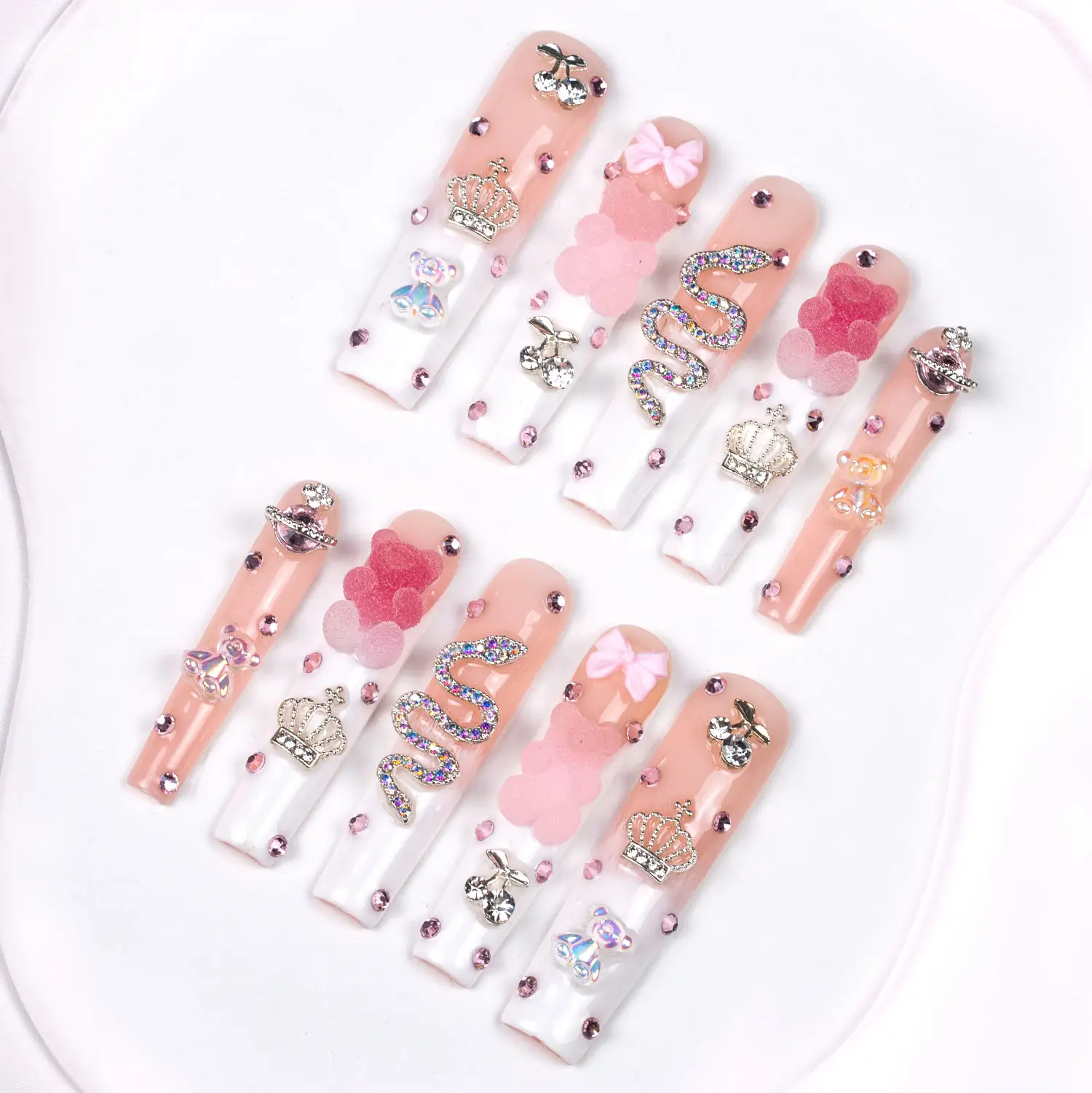 Lovful Square Long Length 2.2" Dramatic Handmade Acrylic Press On Nails | 10PCS...
