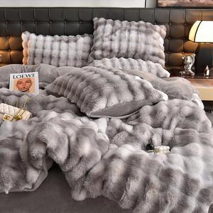 solid color faux fur duvet cover set, 3 counts/set including 1 duvet cover & 1/2 pillowcases without filler, room accessories soft comfortable bedding set for bedroom