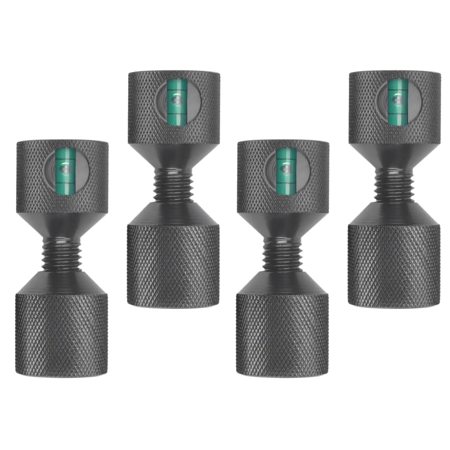 1-1/8" Two Hole Pins Built-in Level 6061 Aluminum 2 Hole Flange Alignment Pin with Anodized Oxide Black Finish 4 count