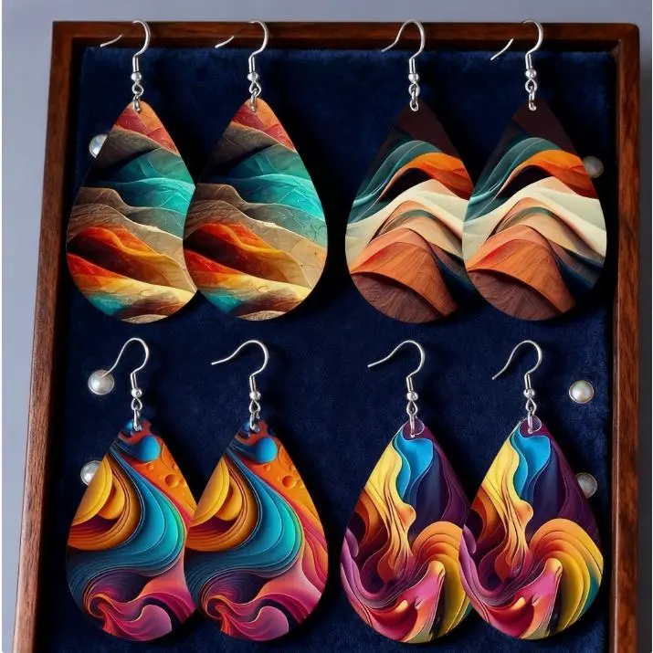 Water Drop Wooden Hook Earrings! Trendy All-match Party & Daily Gift Jewelry