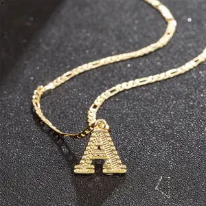 Initial Neckiace Golden 26 Letters Pendant Necklace, FigaroPaperclip Chain with Extension male accessories goth