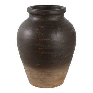 Sagebrook Home 18253-04 10 in. Traditional Terracotta Decorative Vase Jug, Chocolate Brown, Flower Centerpiece for Entryway