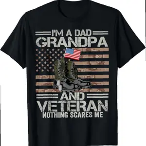 I'm A Dad Grandpa And Veteran Camouflage Us Flag Fathers Day T-shirt