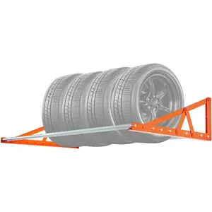 Father's Day Gift VEVOR Wall Mounted Tire Rack, 31" - 56" Adjustable Tire Rack, Q235 Heavy-Duty Steel Tire Storage Rack for R14-R20 inch Standard Tires, Max 400lbs Load Capacity, Ideal for Garage Workshop Repair Shop