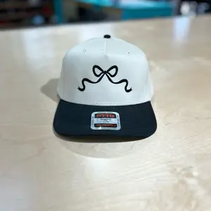 OTTO Brand White & Black Snapback Hat with Black Bow Design