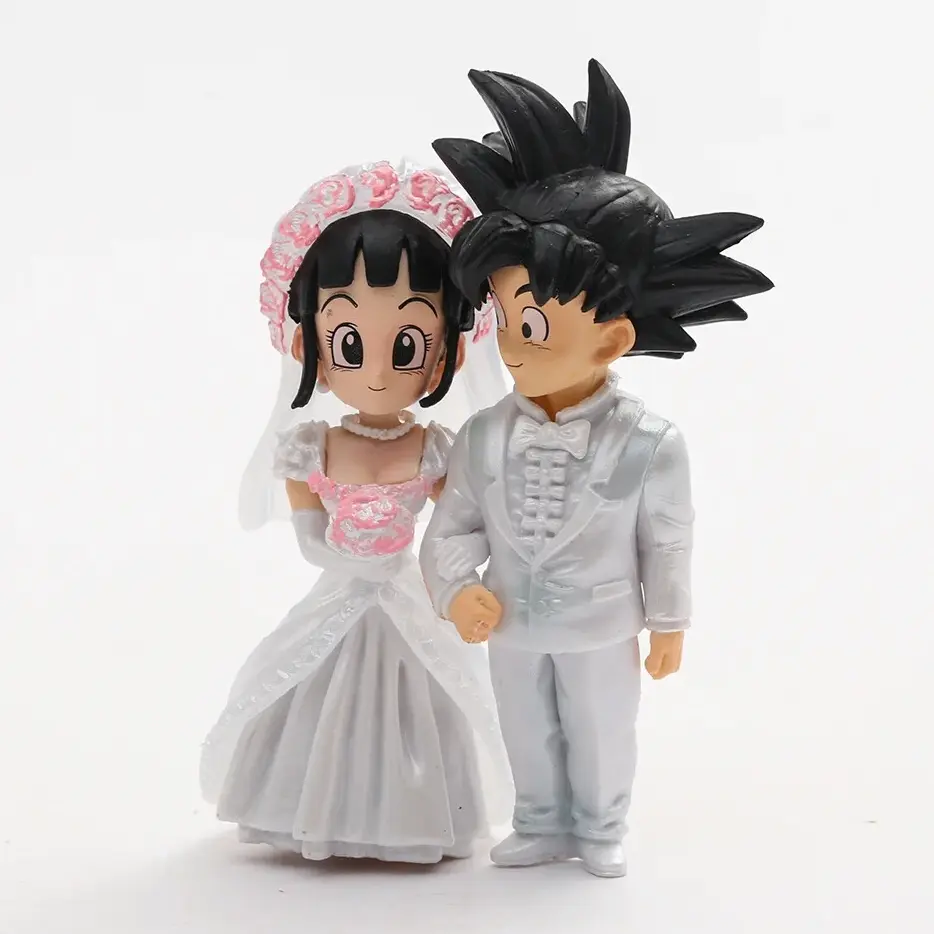 Anime Wedding Couple Mini Figure, Cute Bride and Groom Collectible Statue, Romantic Cake Topper, Wedding Gift Decor