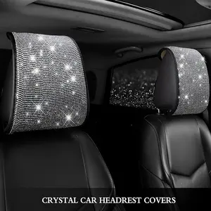 Rhinestone Decor Car Headrest Cover, Car Headrest Protector, Car Interior Accessories for Women & Girls, Universal Car Accessories, Decoration