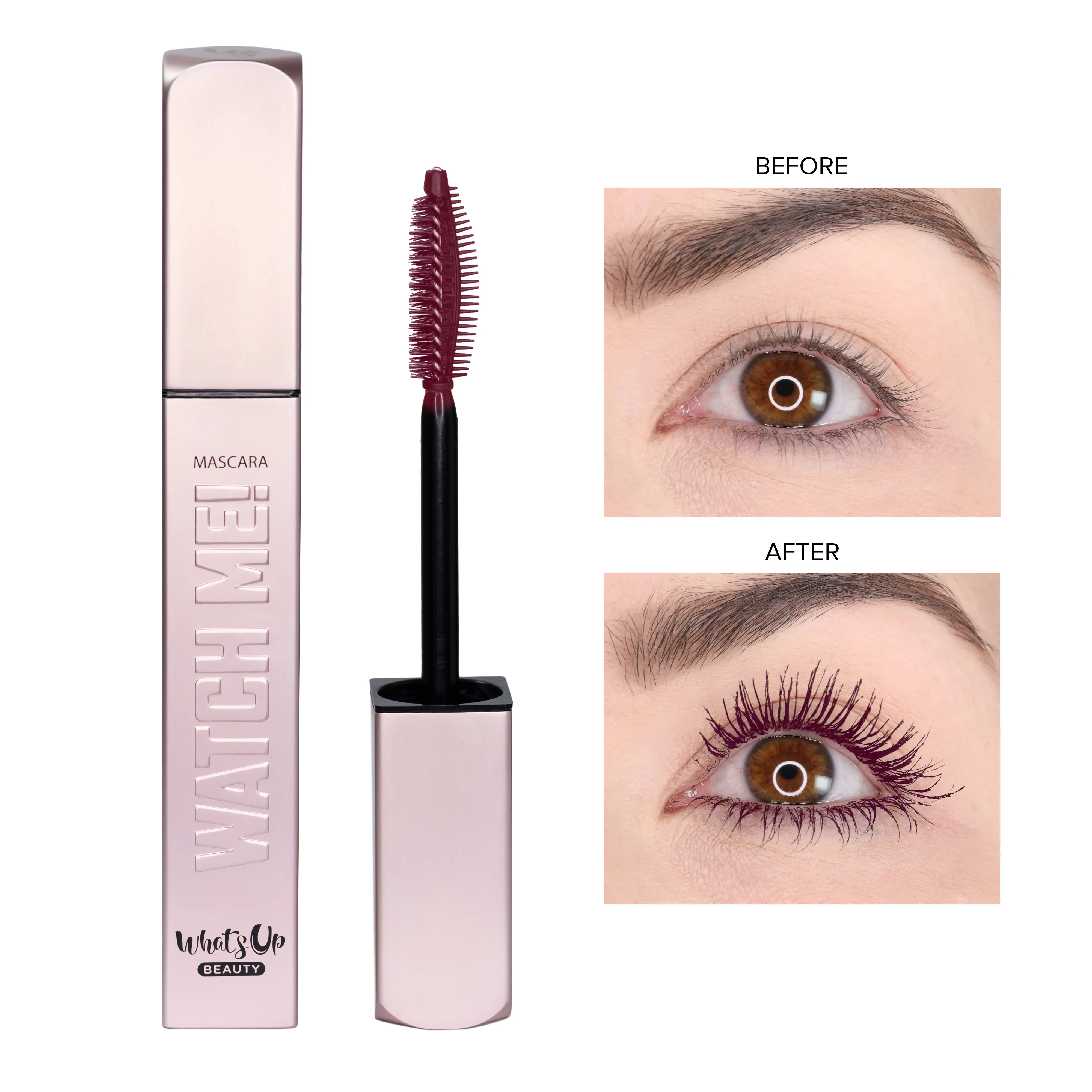 Whats Up Beauty - Watch Me! Volumizing and Lengthening Mascara with Peptide and Vitamin B5 - Shade Burgundy