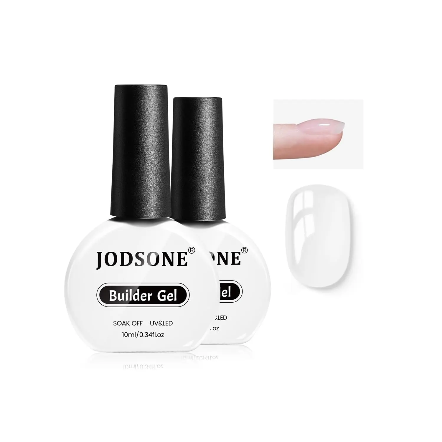 JODSONE 2Pcs 10ml Clear Builder Gel, Nail Thickening & Extension with Apex Building, Long-Lasting DIY Nail Art for Women
