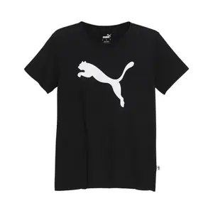 PUMA Womens Essentials Cat Logo Crew Neck Short Sleeve Casual Tops Casual - Black