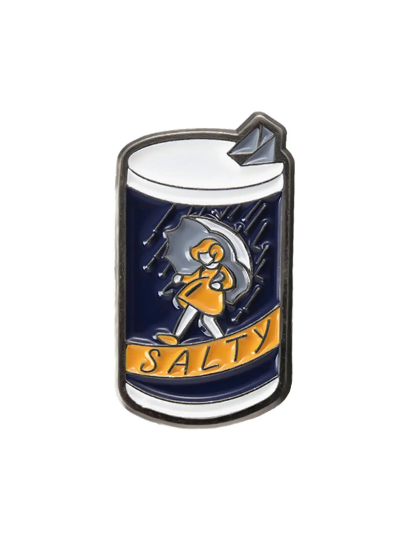 Unisex Letter "salty" & Cartoon Girl Umbrella Pin Brooch, Summer Fashion Alloy Badge for Daily Wear, Personalized Trendy Clothing Accessories