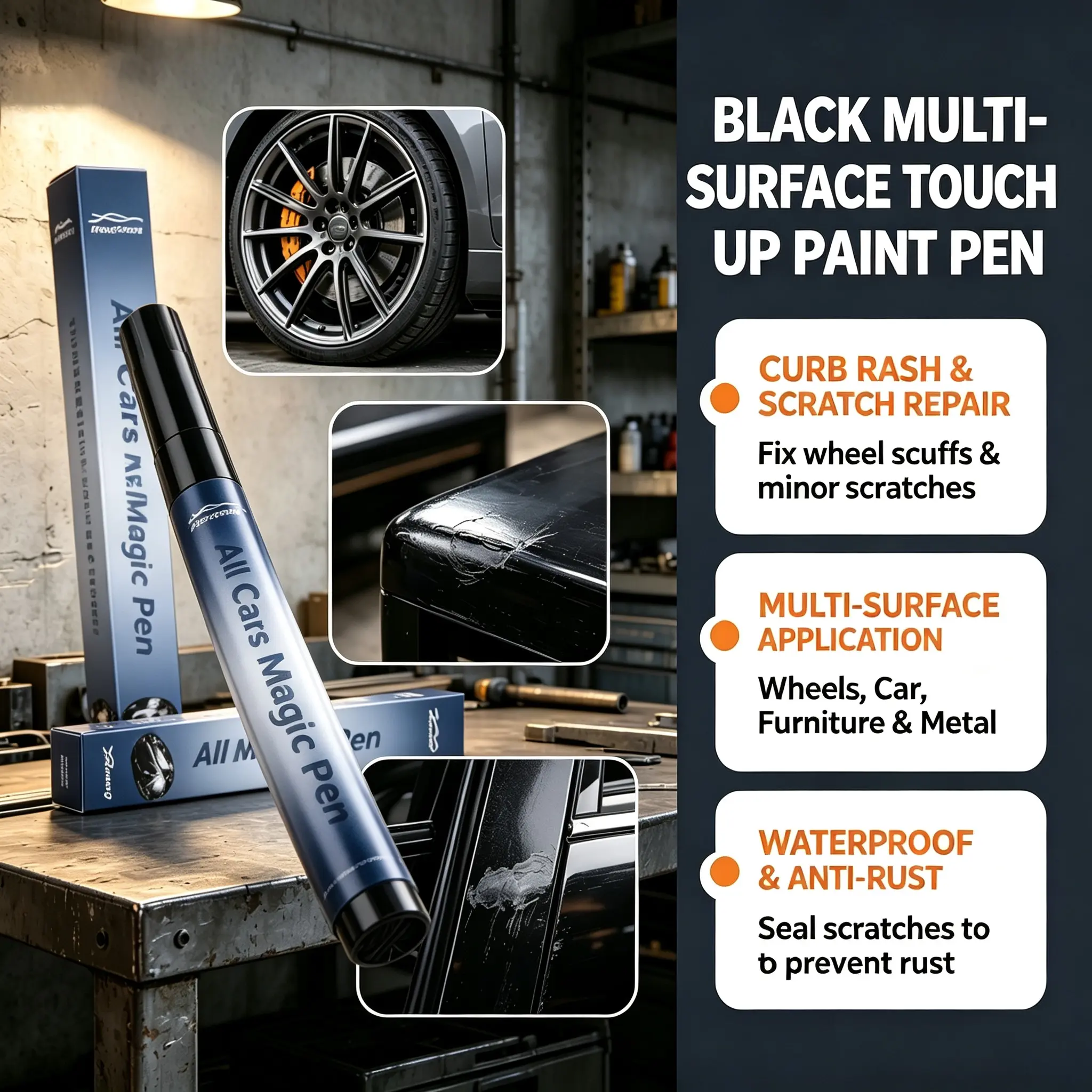 Universal Car Touch Up Pen, Portable Auto Surface Scratch Maintenance Pen, Simple DIY Car Appearance Care Tool, Restores Gloss for Most Vehicles, Practical Daily Car Care Supply
