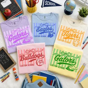 Custom School Mascot Shirt, Personalized Team Spirit Tee, Mascot School Custom Shirt, Game Day School Spirit Gift, Custom Mascot Bow Tshirt