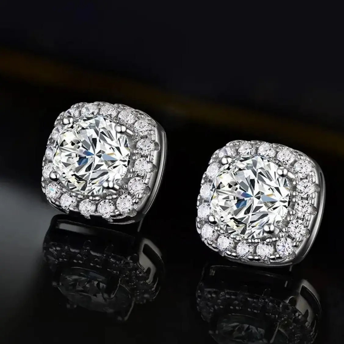 【Must be】Moissanite cut sparkle Metal Pieces with Cubic Zirconia  Stud Earrings 4-8mm for Sensitive Ears, Men's Accessories, Women's Accessories, Fashion Classic Earring Jewelry Gift for Men Earring stud earrings man woman
