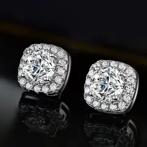 【Must be】S925 Silve Moissanite Stud Earrings Fashion Classic Ear Jewelry Gift for Men Genuine Authenticity Certificate，Mother's Day gift，combination/stud earrings