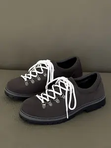 Men's Brown - Yellow Low - top Outdoor Shoes, Retro Workwear Style, Suede - spliced Material, Non - Slip & Wear - Resistant, Comfortable on Feet, Ideal for Outdoor Adventures & Daily Outings, Walking Shoes