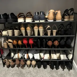 2 Tier Shoe Rack Rectangular, Metal Firm and Dirt-resistant High-quality Waterproof Non-woven Fabric Layer, Which Can Prevent Vibration From Falling, Suitable for Narrow or Narrow Spaces Such As Corridors, Closets, Dormitories, and Garages