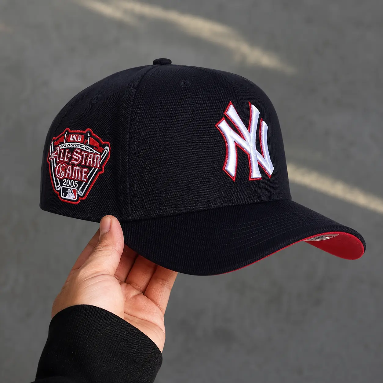 New Era New York Yankees 9FORTY A-Frame Adjustable Metal Buckle Baseball Cap Curved Brim Hat Navy Red Embroidered NY Logo MLB All Star Game 2005 Side Patch Dad Hat Streetwear Sports Headwear Unisex Casual Outdoor Limited Edition sombrero